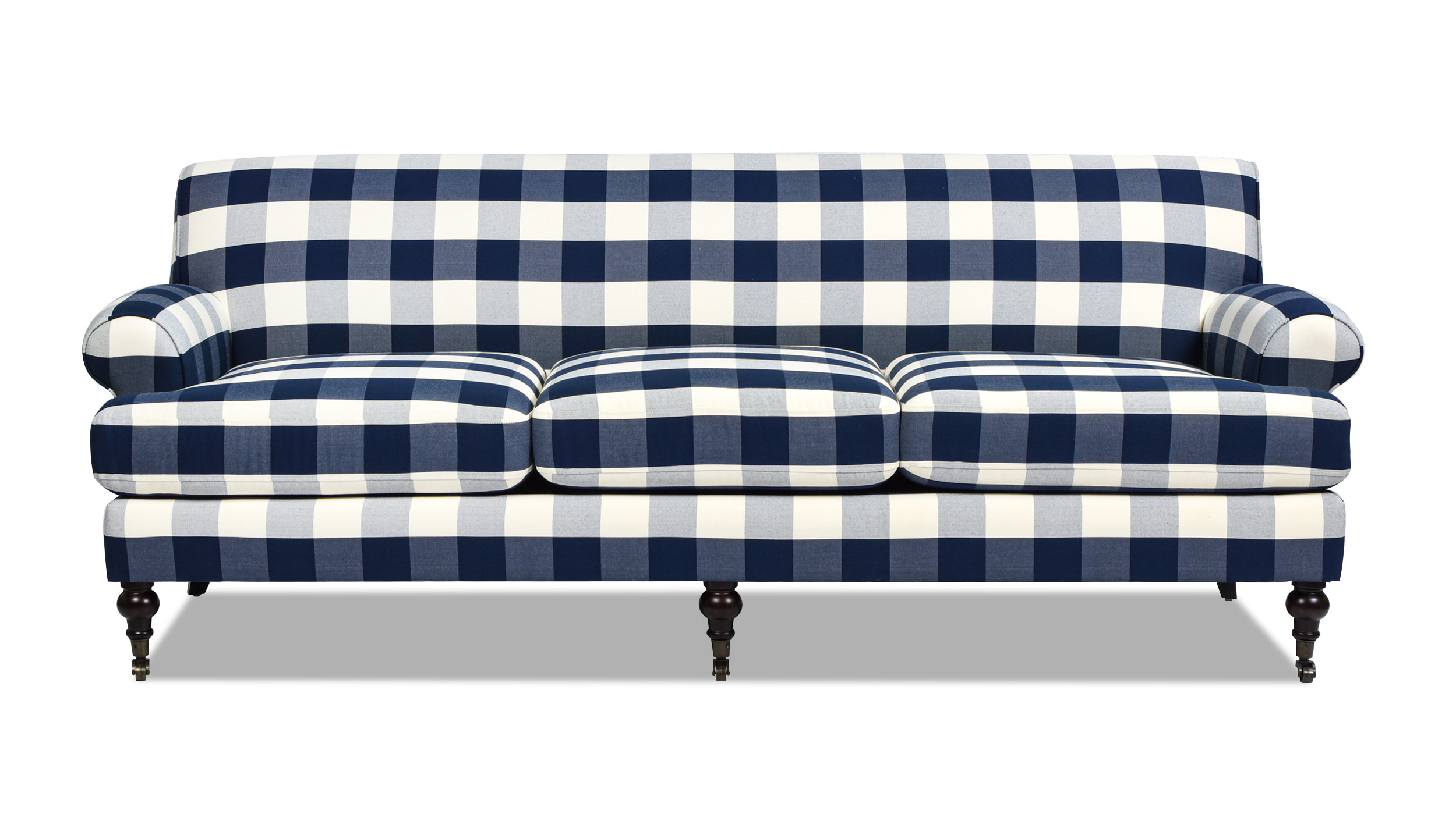 Alana Lawson Three-Cushion Tight Back Sofa, Blue Lattice