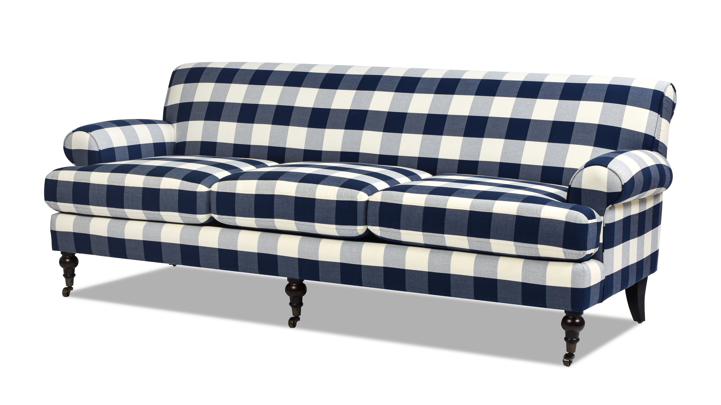 Alana Lawson Three-Cushion Tight Back Sofa, Blue Lattice