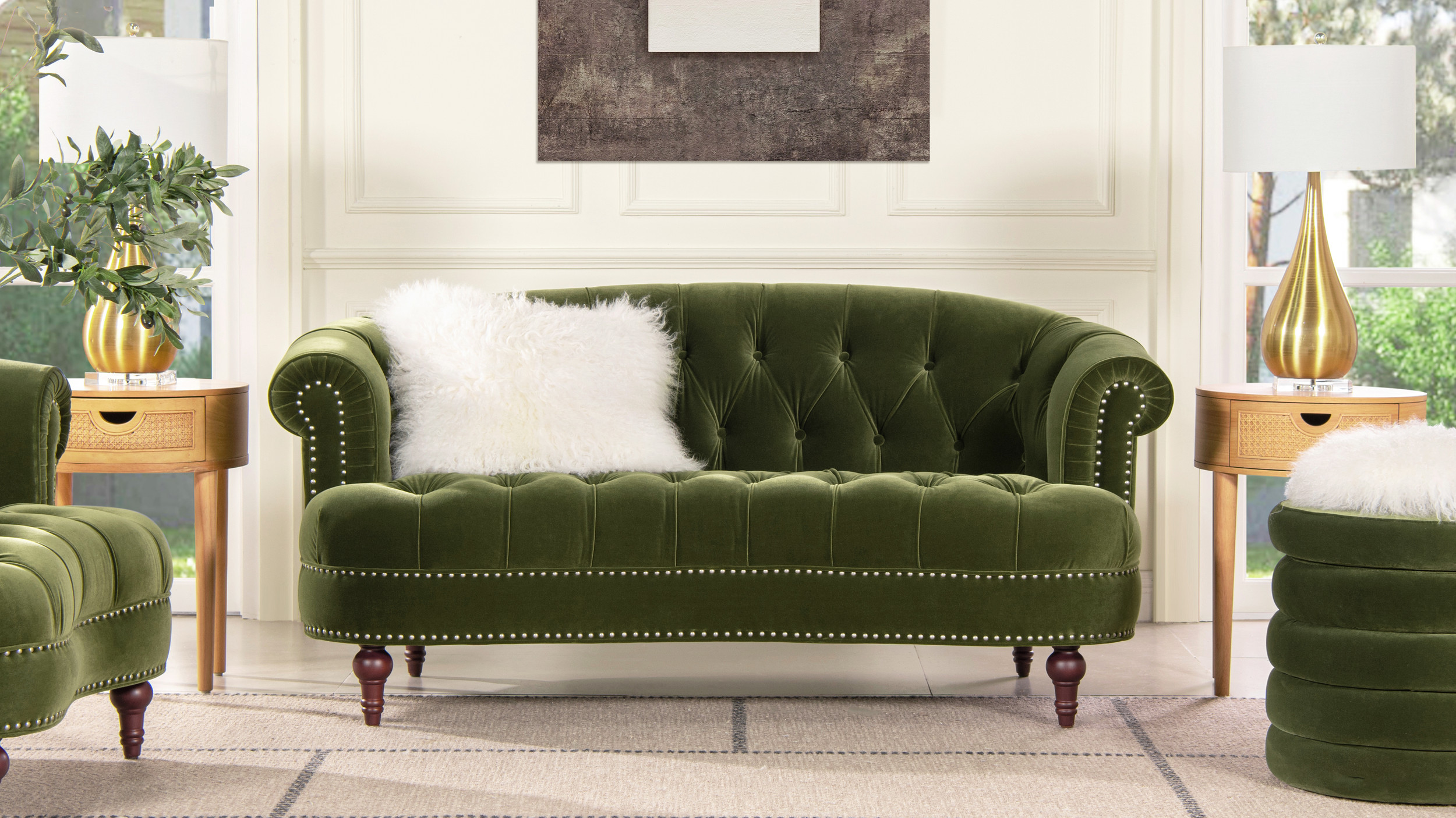 Jennifer Taylor Home La Rosa Chesterfield Loveseat - Thumbnail 4