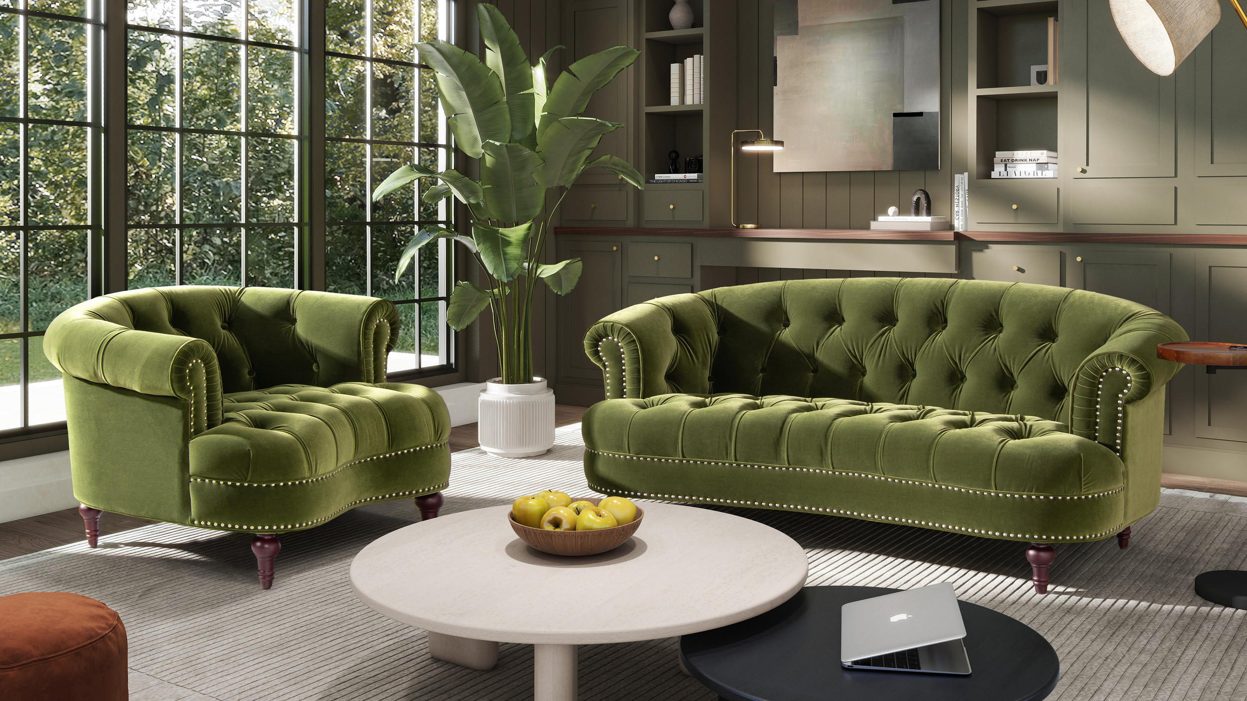 Jennifer Taylor Home La Rosa Chesterfield Loveseat - Thumbnail 3