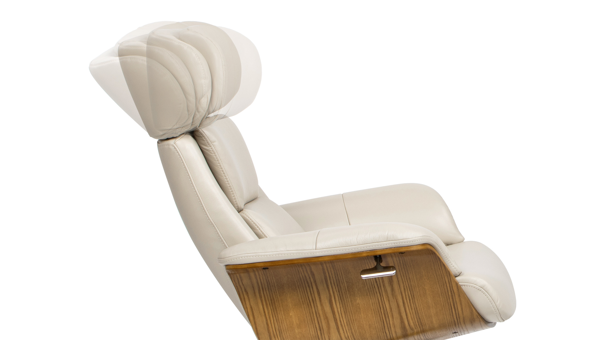 Mid Century White Leather Power Recliner Linton Cream Leather