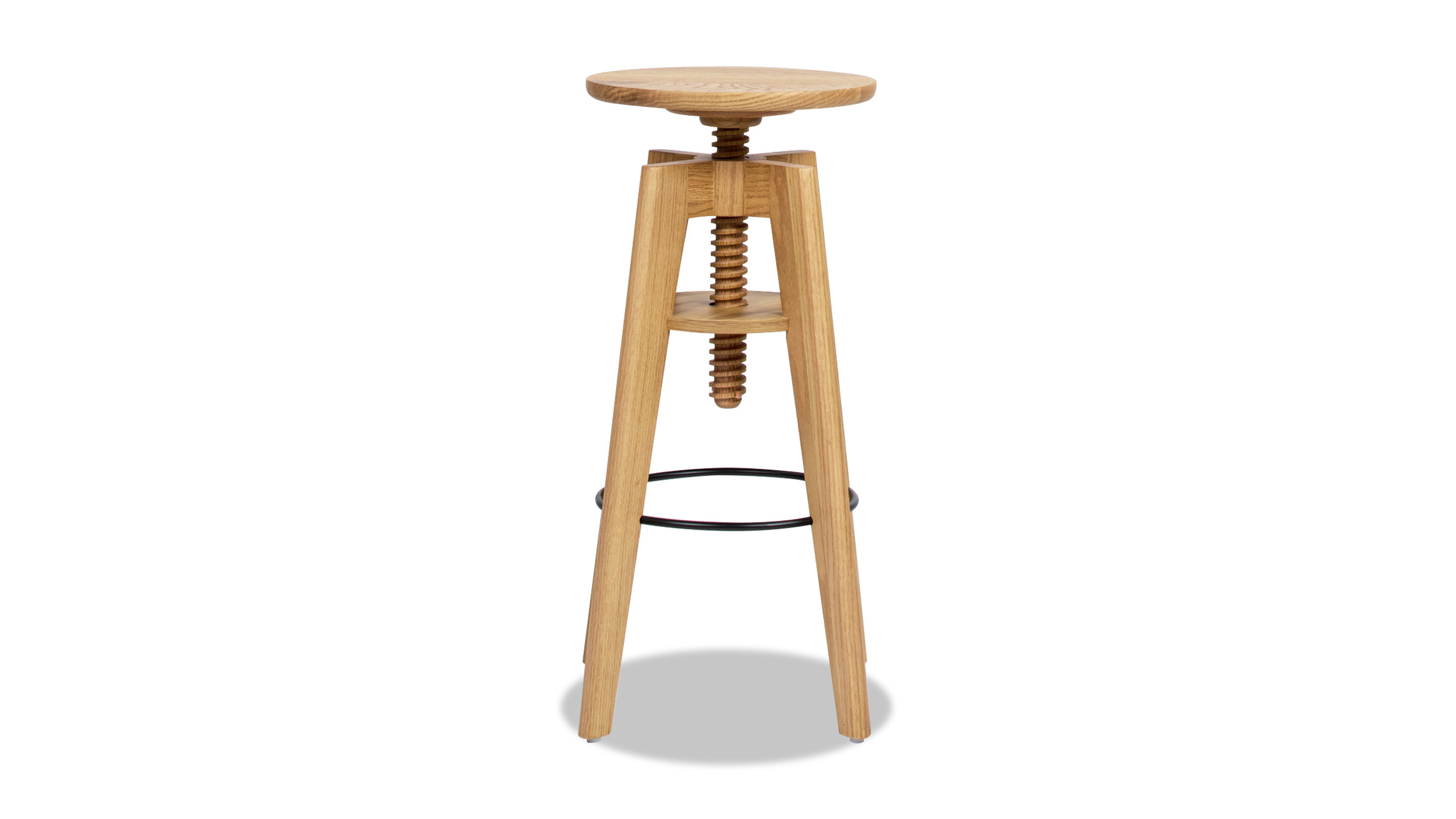 Spencer Minimalist Oak Wood Adjustable Bar Counter Stool, Natural