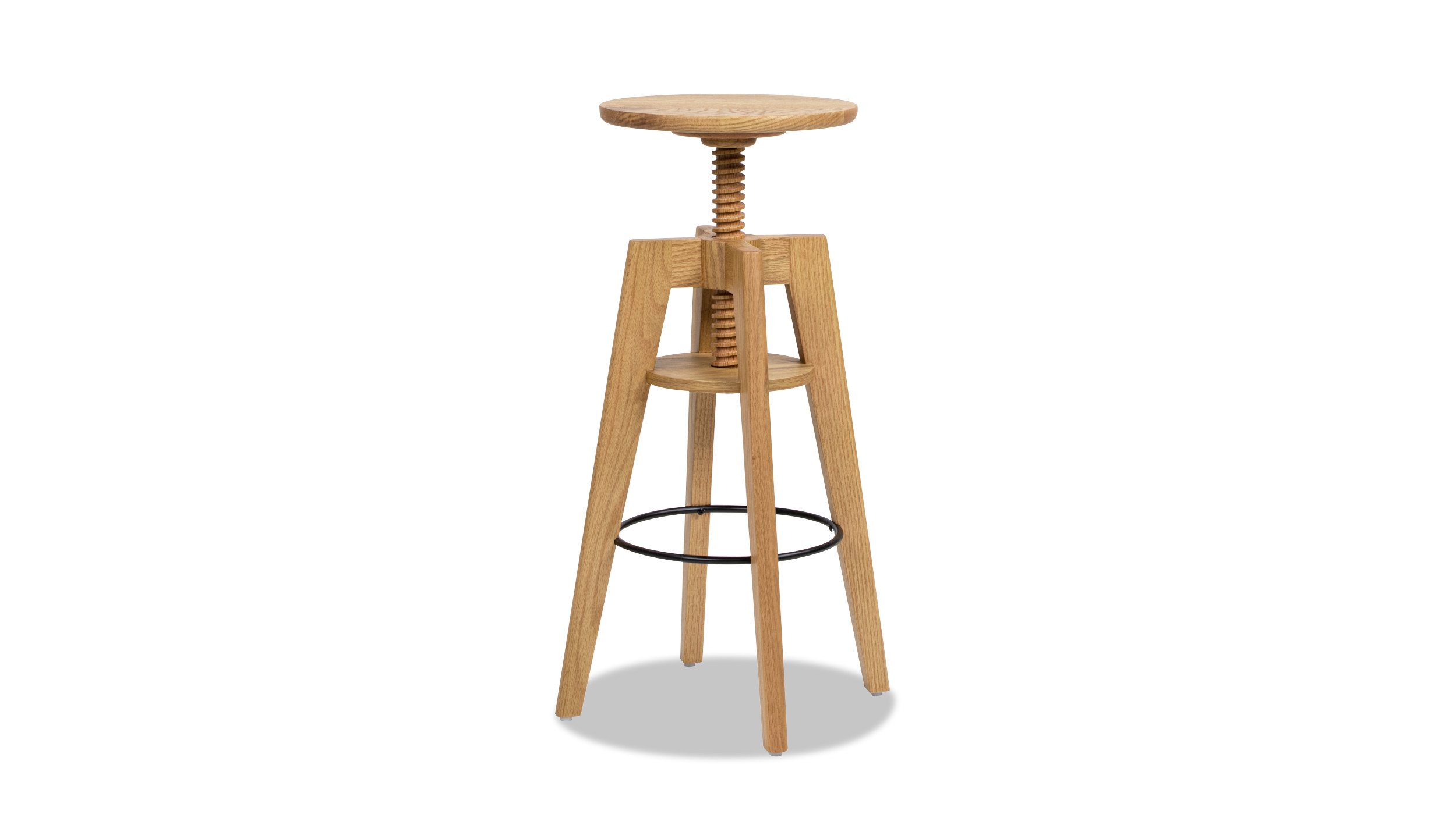 Spencer Minimalist Oak Wood Adjustable Bar Counter Stool, Natural