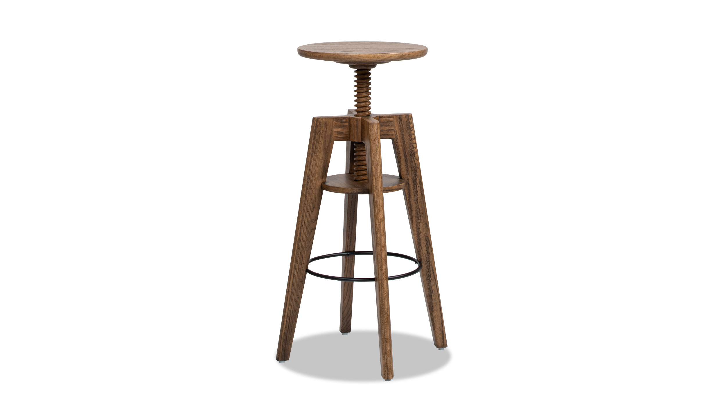 Spencer Minimalist Oak Wood Adjustable Bar Counter Stool, Walnut