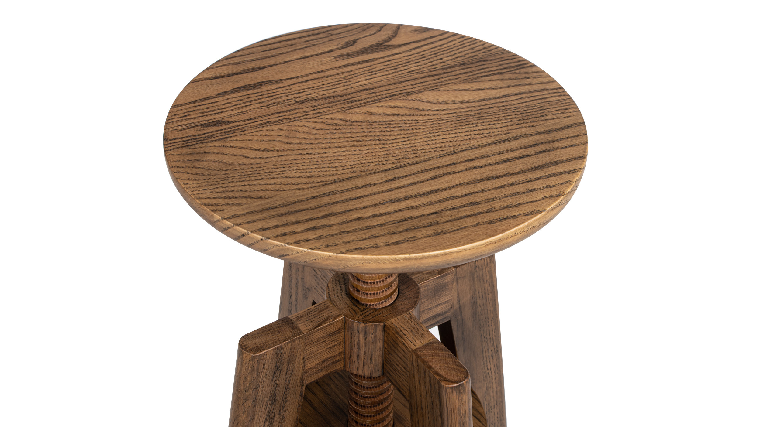Spencer Minimalist Oak Wood Adjustable Bar Counter Stool, Walnut