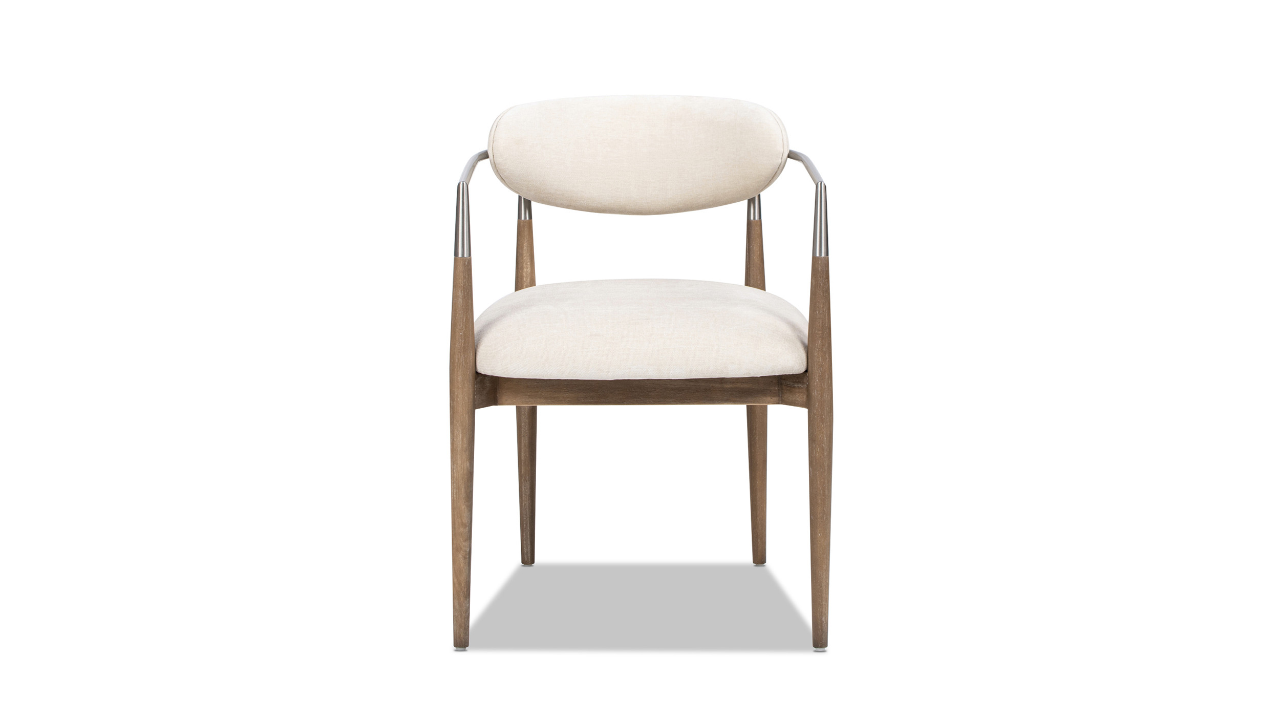 Artemis Mixed Material Upholstered Dining Arm Chair, Warm White