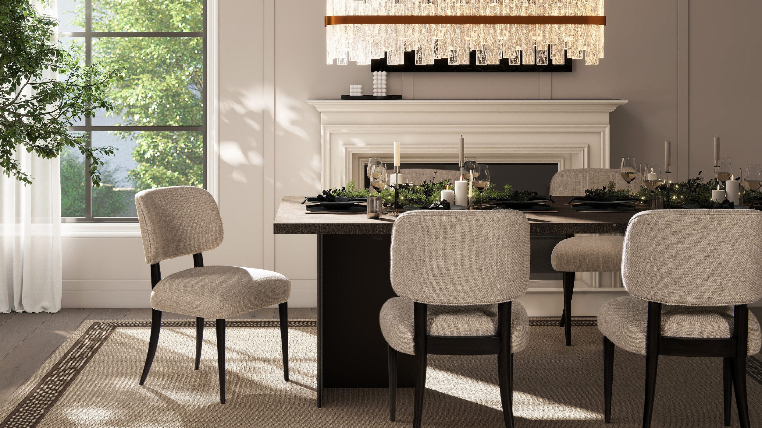 Harriet Split Back Upholstered Dining Side Chair, Set of 2, Merino