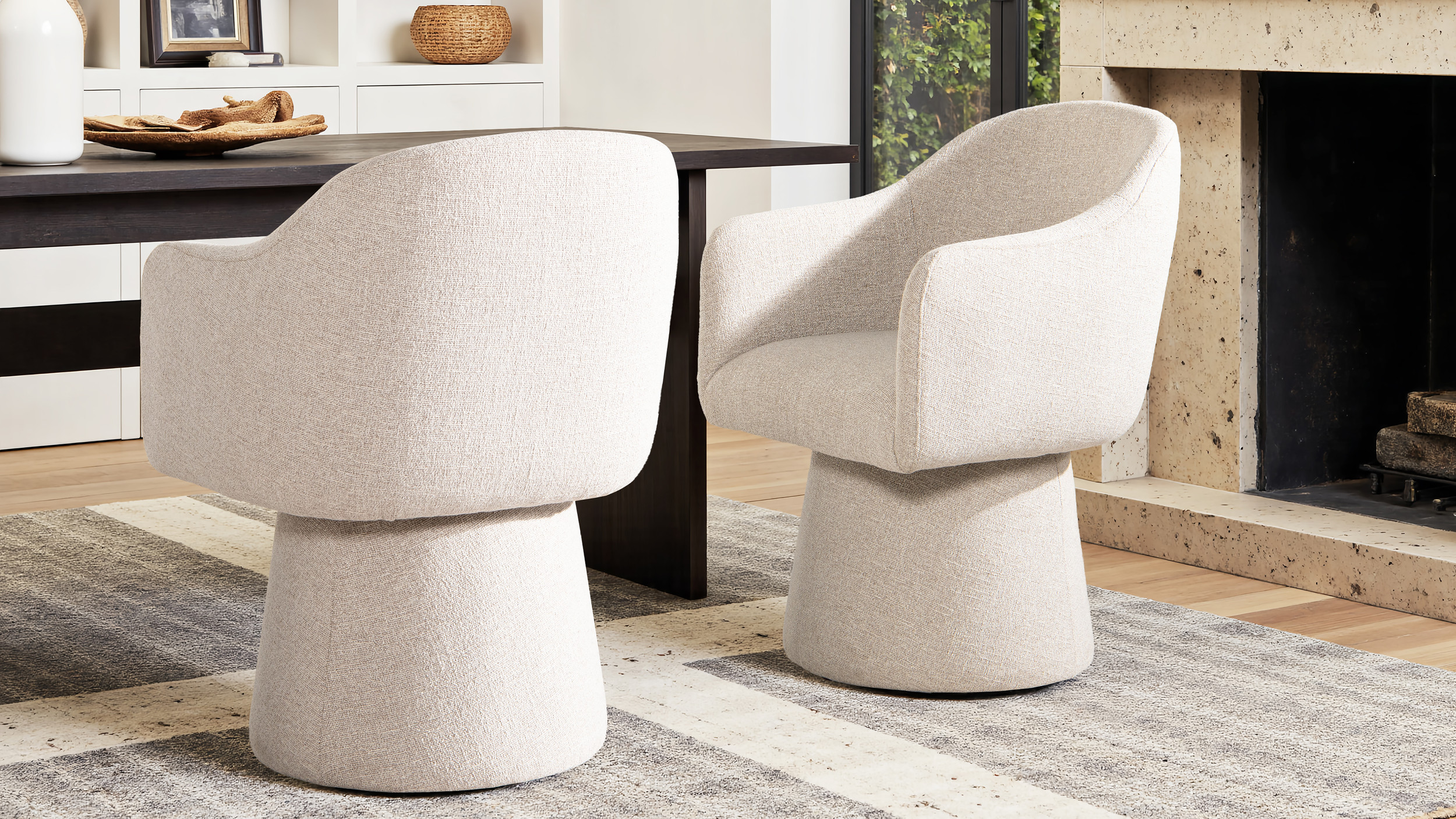 Swivel Chair Small Upholstered Dining Chair Elena Linen