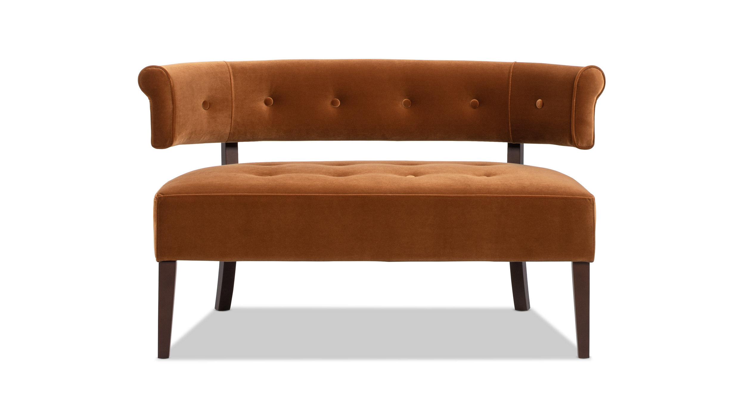 Jared Tufted Bench Settee, Burnt Orange