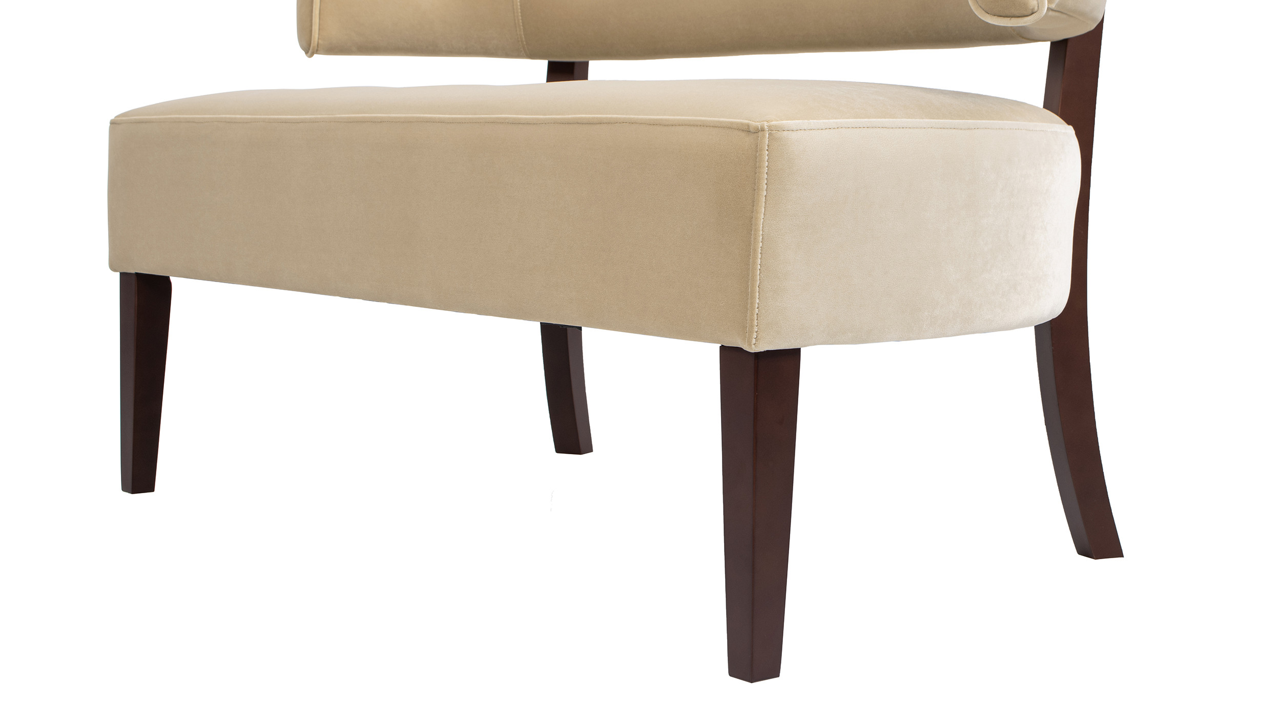 Jared Roll Arm Tufted Bench Settee, Fawn Brown Performance Velvet