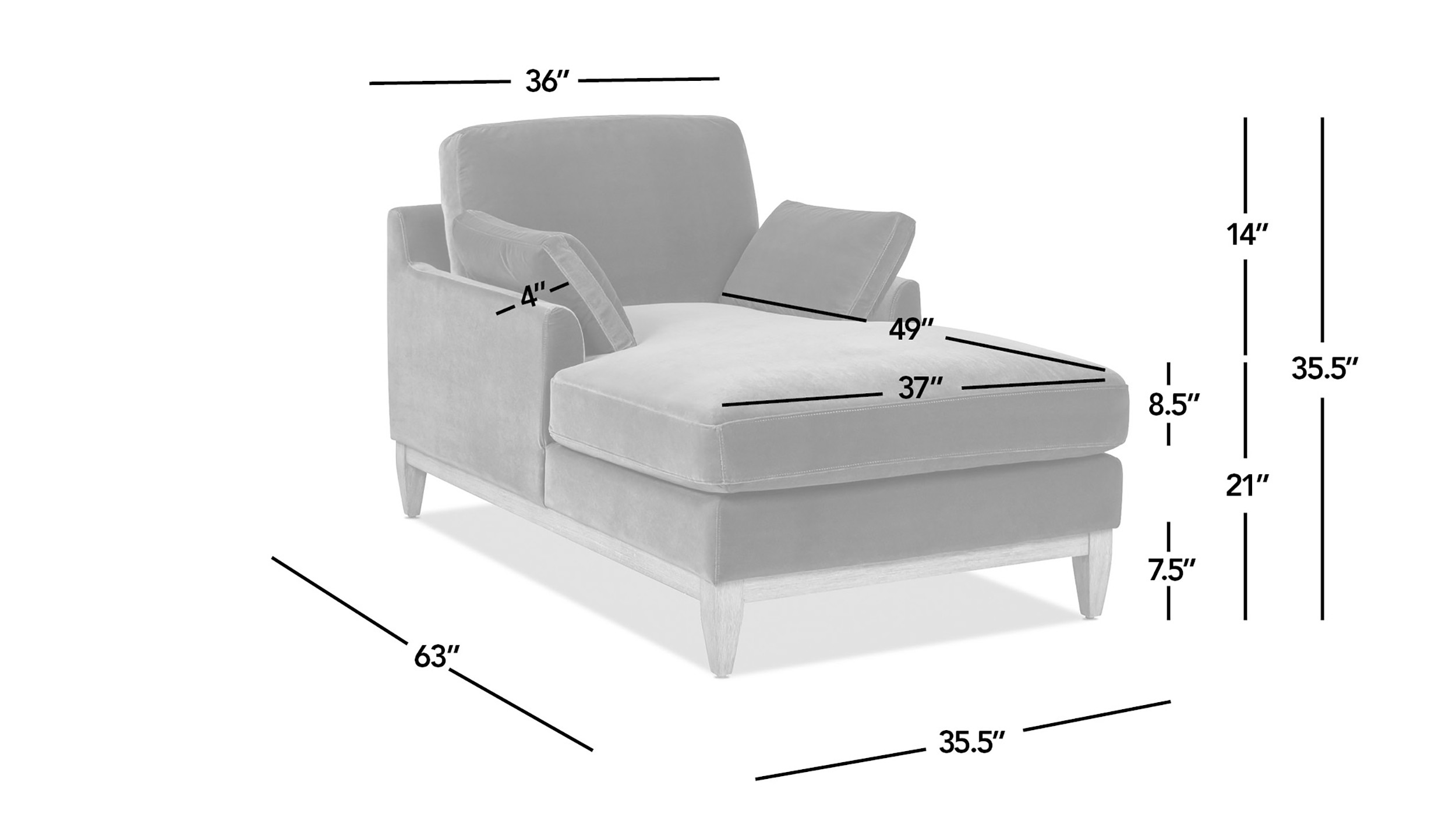 Pasadena Modern Farmhouse Chaise Lounge Chair, Burnt Orange