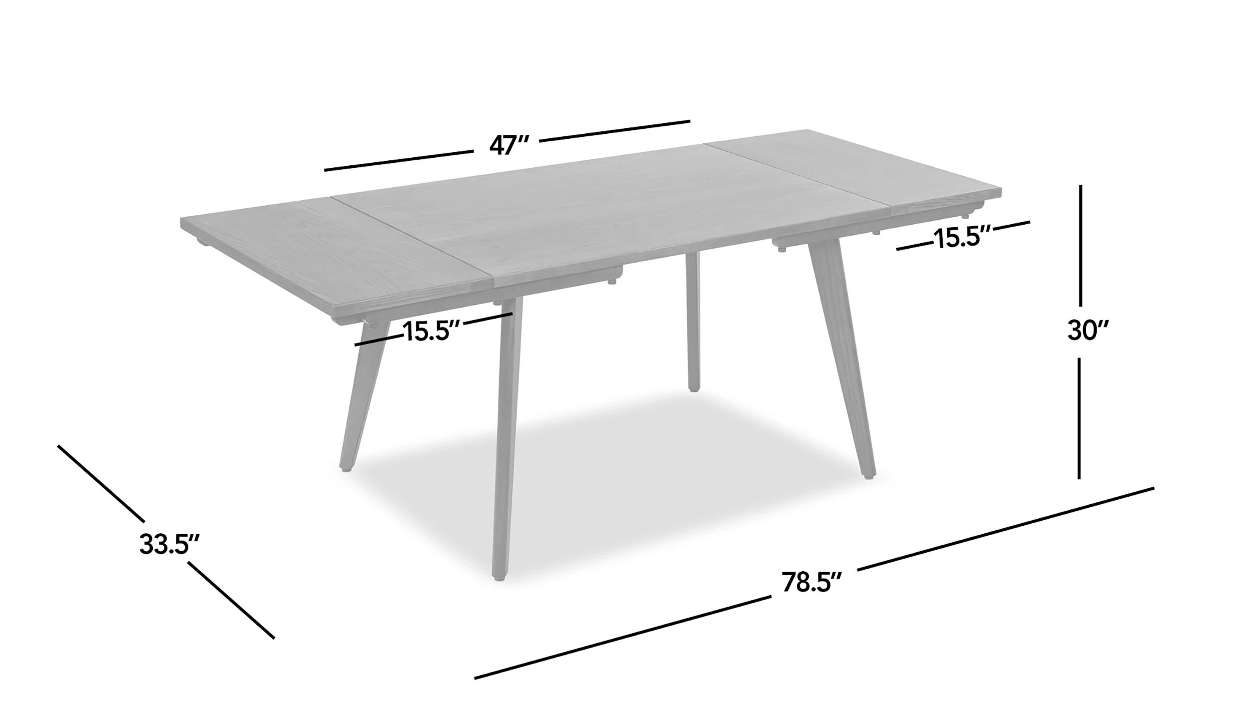 Capri 47-78.5" Solid Red Oak Wood 4-6 Seat Extendable Leaf Dining Table, Natural Brown