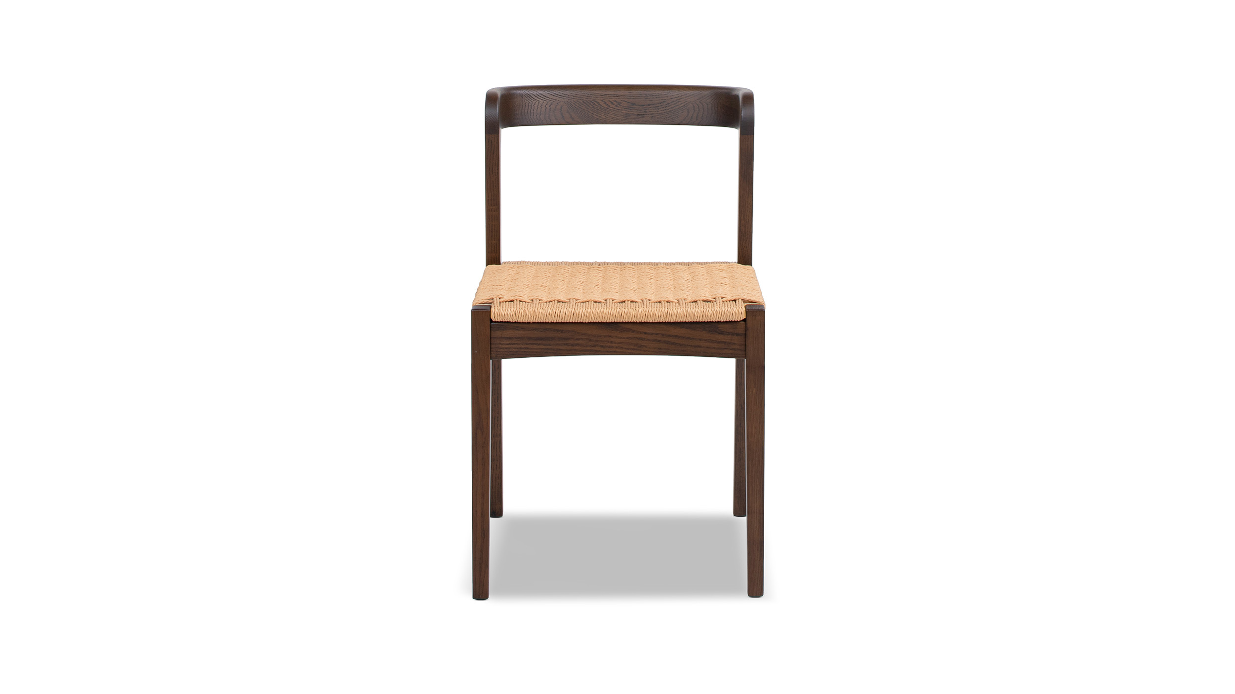 Capri Woven Seat Oak Wood Dining Chair, Dark Brown - Jennifer