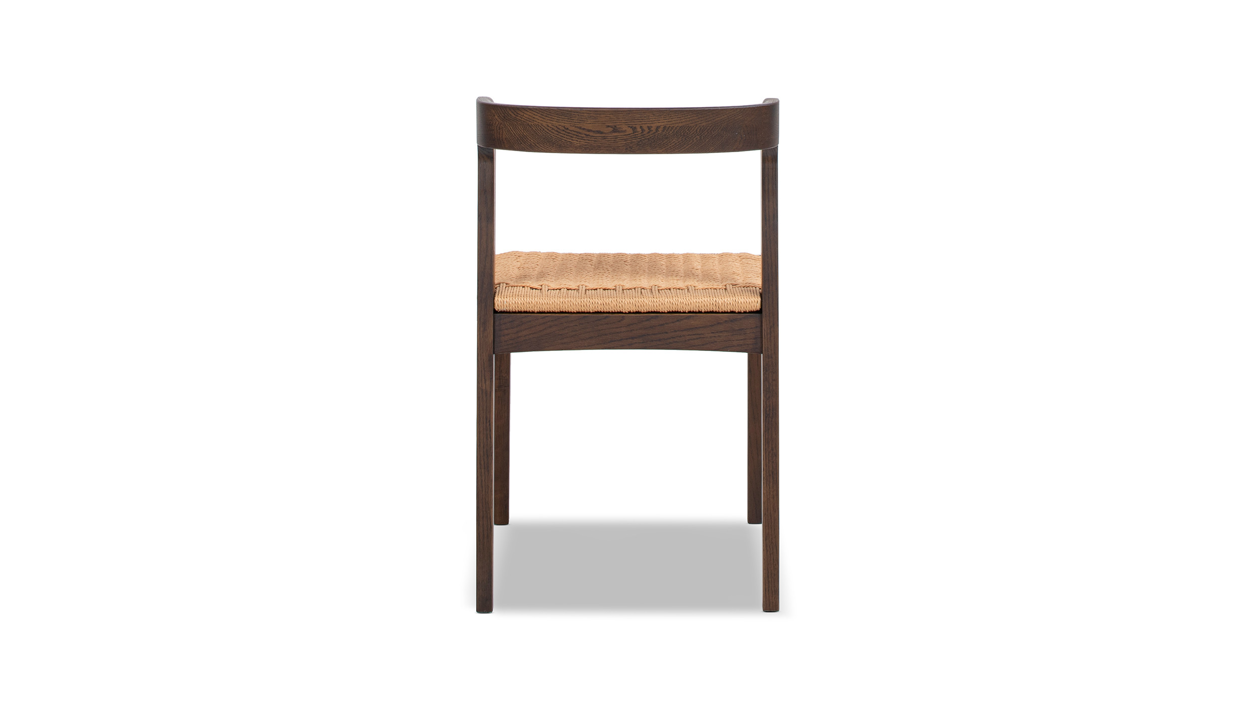 Capri Woven Seat Oak Wood Dining Chair, Dark Brown - Jennifer