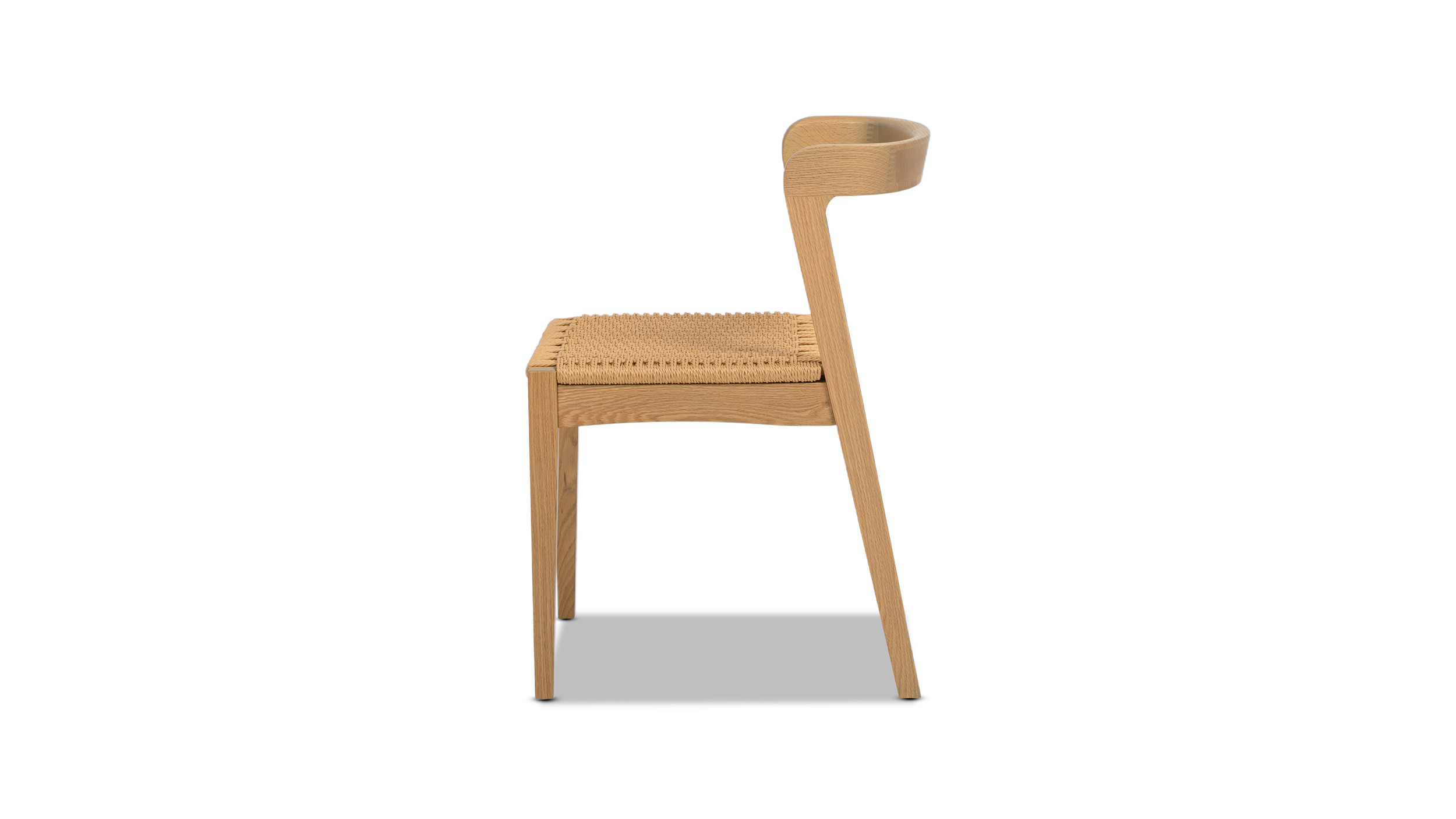 Capri Woven Seat Oak Wood Dining Chair, Natural Brown - Jennifer