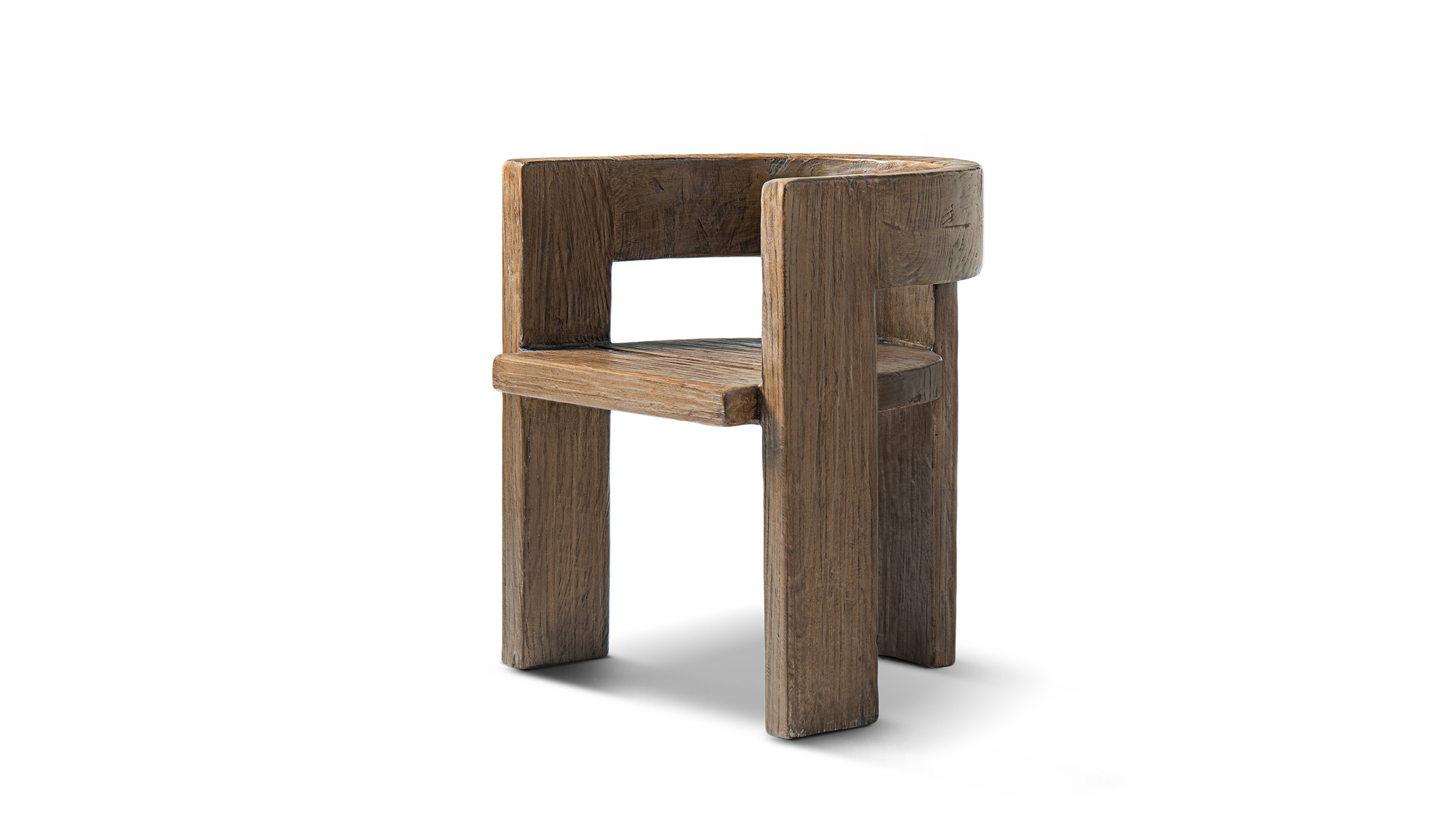 Soren Solid Reclaimed Elm Sculptural Accent Curved Dining Chair