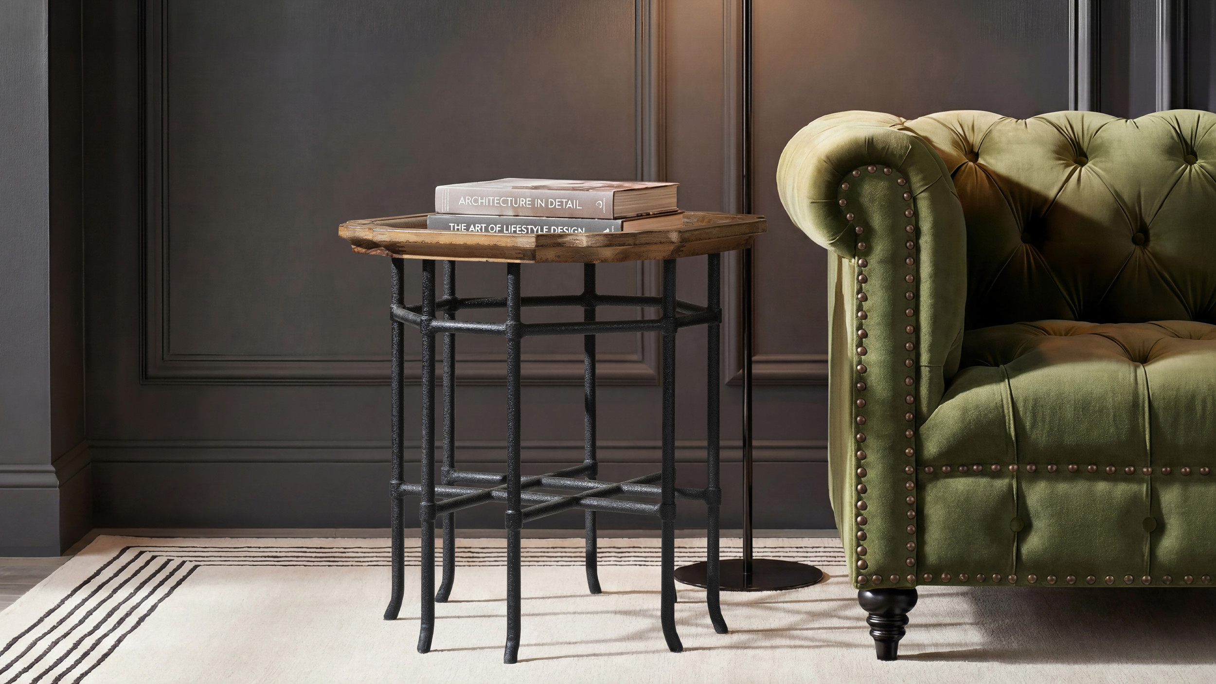 Re:ens 欅無垢材 × Iron Side Table｜一点物 Foundry 24