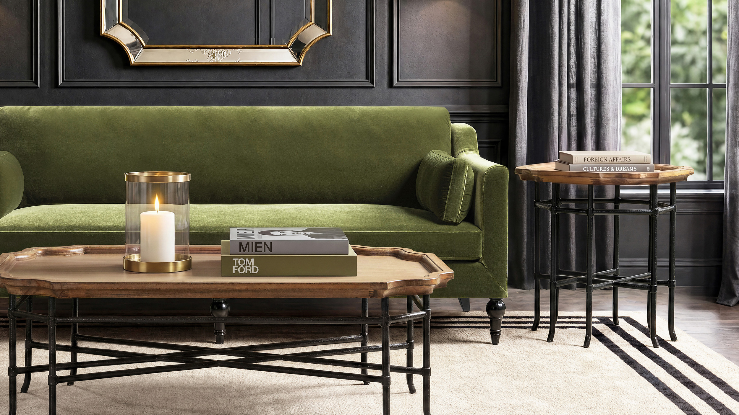 Re:ens 欅無垢材 × Iron Side Table｜一点物 Foundry 24