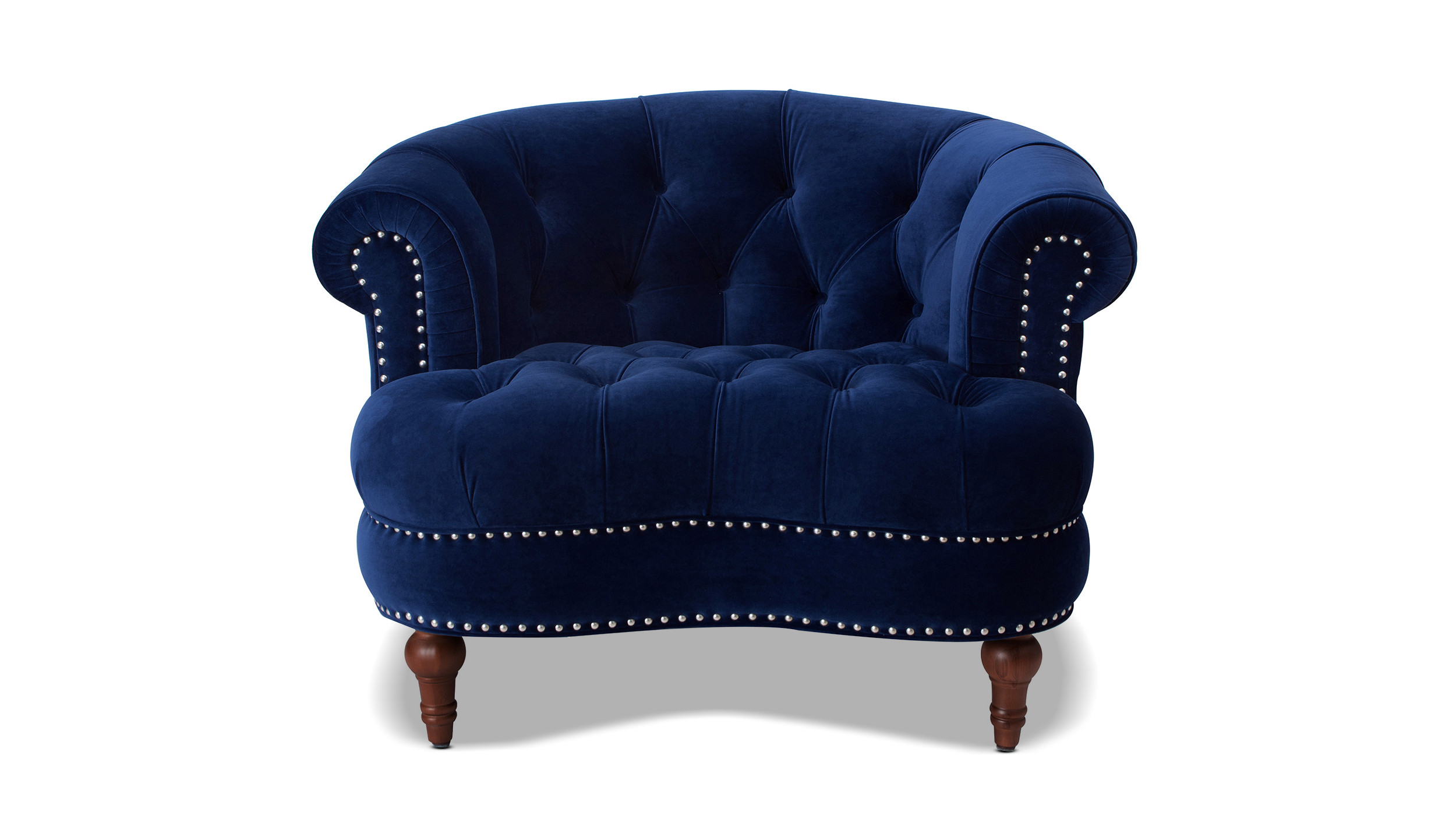 La Rosa Victorian Tufted Upholstered Accent Chair, Navy Blue
