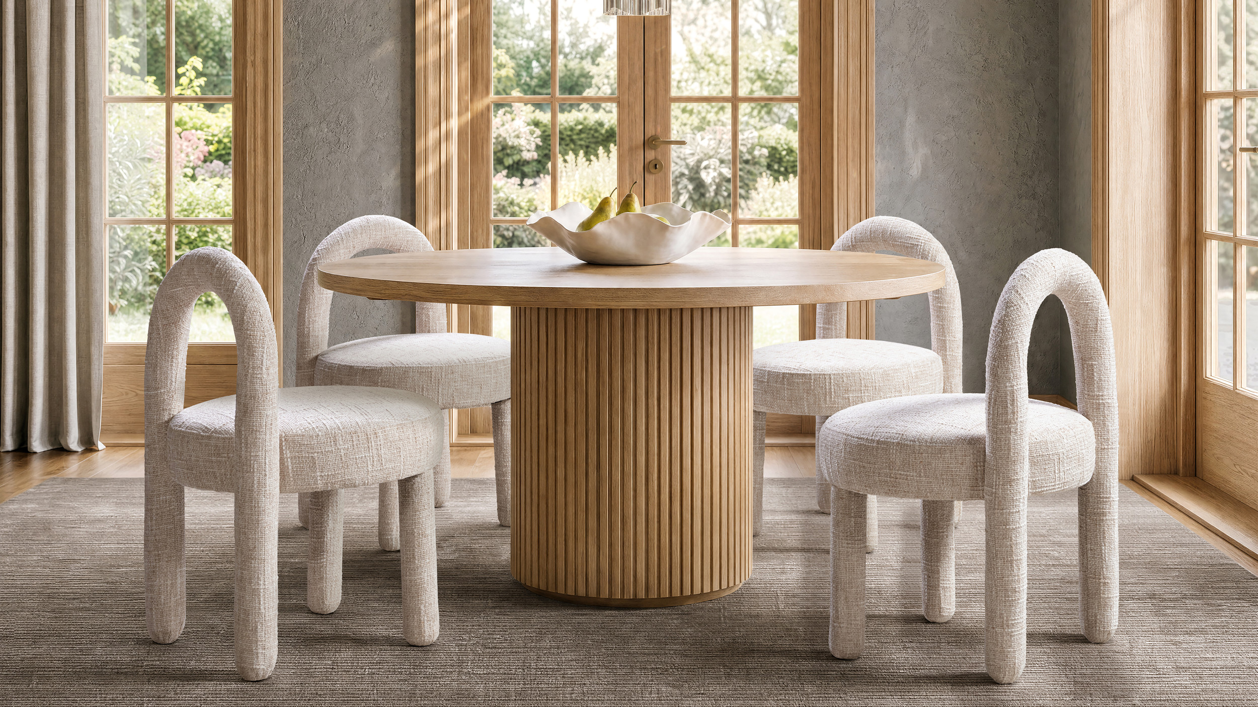 Penny Round Arched Fully Upholstered Dining Side Chair, Set of 2