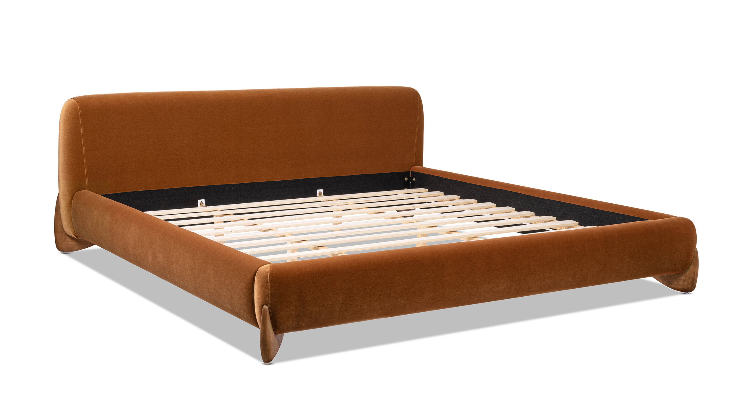 Alpine Puffy Modern Platform Bed, King, Burnt Orange - Jennifer