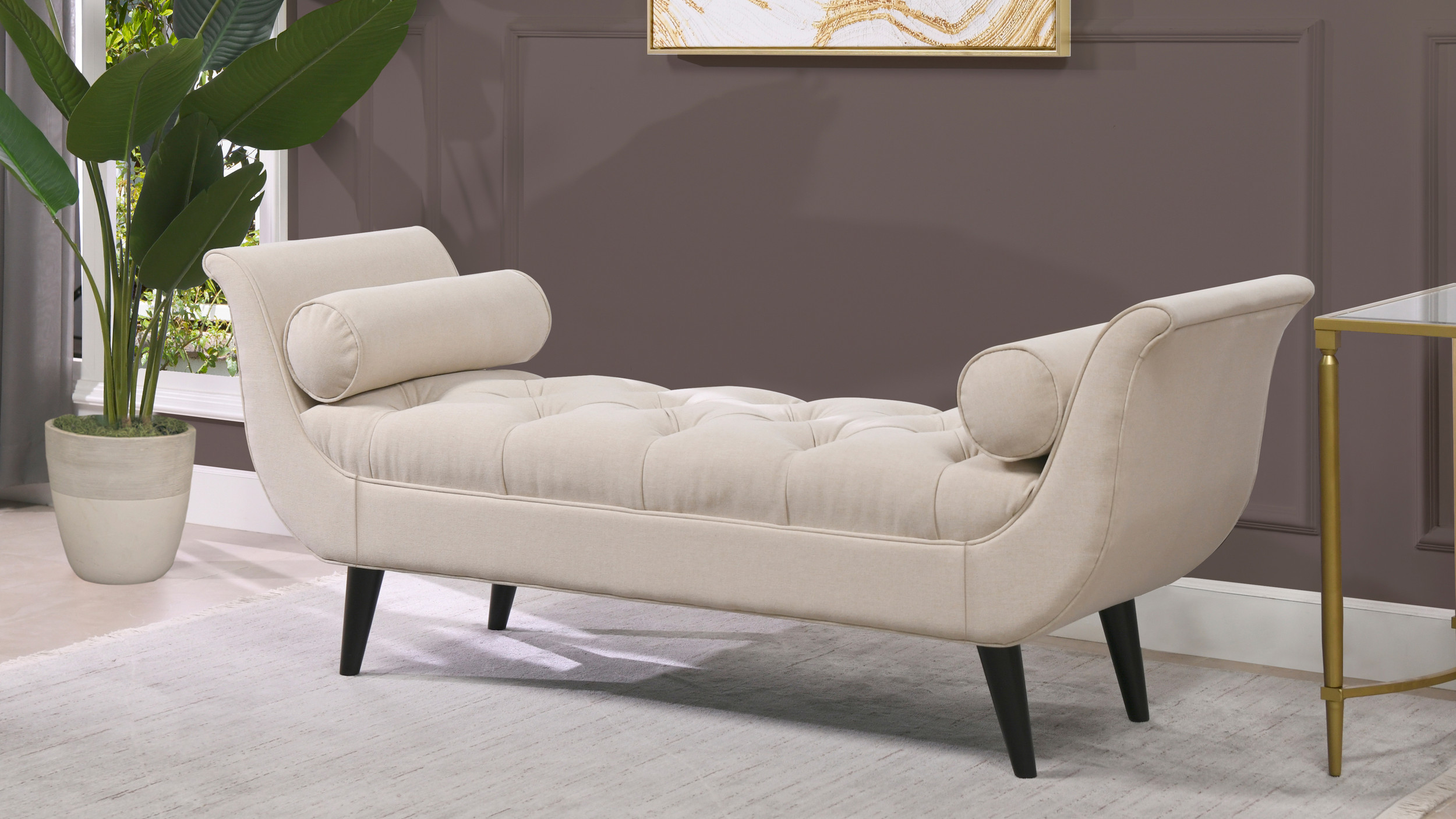 Alma Tufted Entryway Sky Taylor Neutral Jennifer Bench, - Home