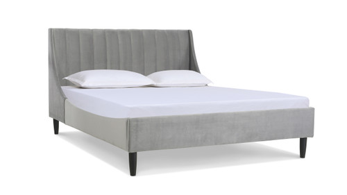 Aspen Upholstered Platform Bed, Queen, Opal Grey 1
