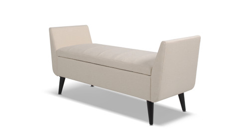 Duff Mid-Century Modern Upholstered Flip Top Storage Bench, Sky Neutral 1
