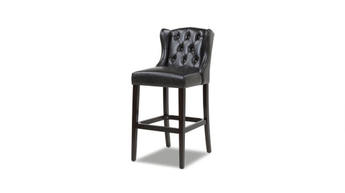 Richmond 30" Armless Wingback Tufted Counter Height Bar Stool, Vintage Black Brown Faux Leather 1