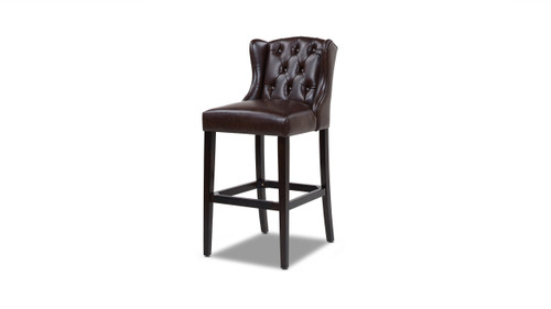 Richmond 30" Armless Wingback Tufted Counter Height Bar Stool, Vintage Brown Faux Leather 1
