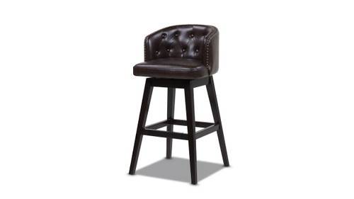 Davidson 30" Swivel Low Back Bar Stool, Vintage Brown Faux Leather 1