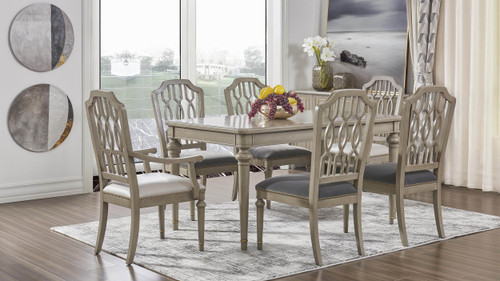 Dauphin Geometric Upholstered Dining Side Chair, Set of 2, Storm Gray 2