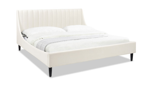 Aspen Vertical Tufted Headboard Platform Bed Set, King, Cloud White 1