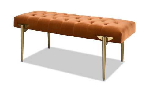 Aria Upholstered Gold Accent Bench, Burnt Orange 1