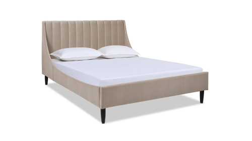 Aspen Upholstered Platform Bed, Queen, Mink Beige 1