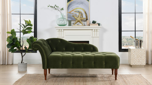 Samuel Tufted Chaise Lounge, Right Arm Facing, Olive Green 2