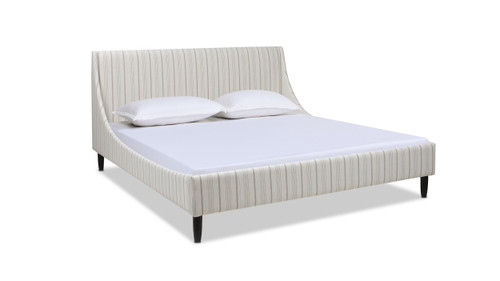 Aspen Vertical Tufted Headboard Platform Bed Set, King, Flax White & Beige 1