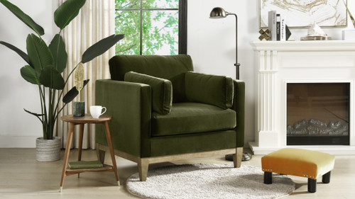 Knox 36" Modern Farmhouse Arm Chair, Olive Green 2