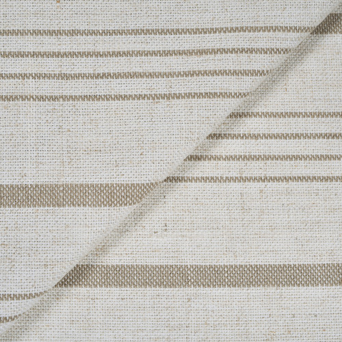 Flax White & Beige Stripped Linen : L007 Swatch