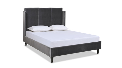 Adonis Tall Wingback Queen Platform Bed Frame, Steel Gray 1