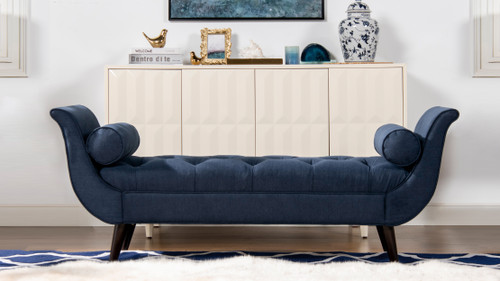 Alma Tufted Entryway Bench, Pacific Blue 2