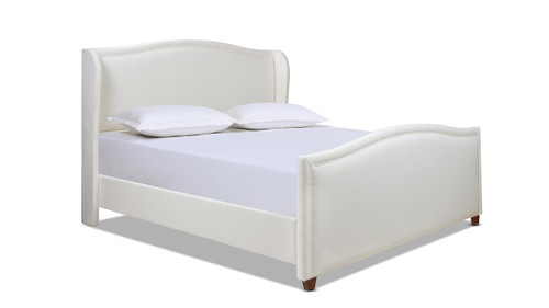 Carmen King Upholstered Wingback Panel Bed Frame, Antique White 1