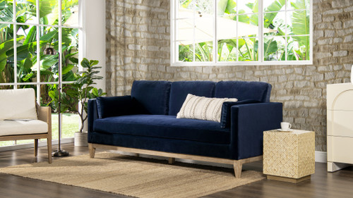 Knox 84" Modern Farmhouse Sofa, Dark Navy Blue 11