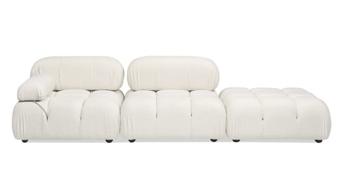 Marcel 109.5" Modular Modern Chaise Single Arm 3-Piece Sofa, Ivory White Boucle 1