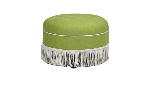 Yolanda 24" Round Upholstered Accent Ottoman, Bright Chartreuse 1
