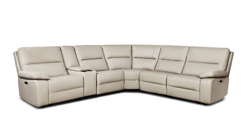 Malibu 130" Modern Power Motion 6-Piece Reclining Corner Sectional with Cup Holders, Cream Taupe Beige
