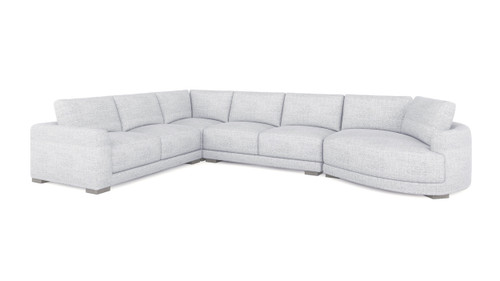 Laguna 166" Right-Arm Facing Modern Modular Feather-Cushion 4-Piece Chaise Sectional Sofa, Cloud Light Gray 1