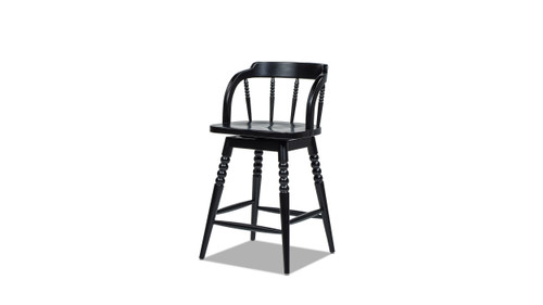 Breda 25.5" Turned Bubble Spindle Low-Back Wood Counter Stool, Black 1