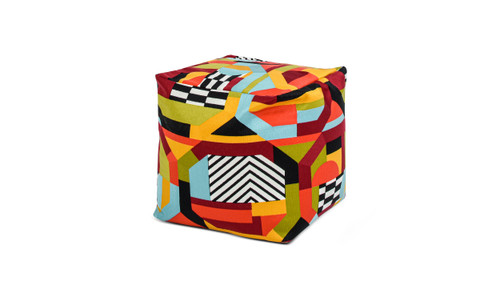 Pouf 23" Luxury Oversized Bean Bag Cube Ottoman, Colorpop Multicolored 1