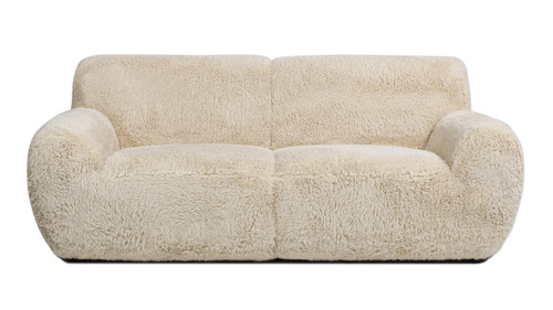Summit 83" Mongolian Sheepskin Overstuffed Sofa, Cream Beige 1